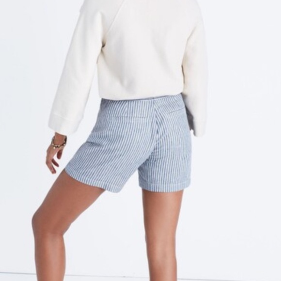 Madewell Striped Lace-Up Linen Shorts Size: 4 Erie Stripe Nostalgia Blue - Picture 5 of 11